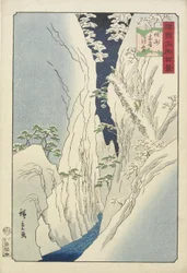 Schnee in der Kiso-Schlucht in der Provinz Shinshu, November 1859